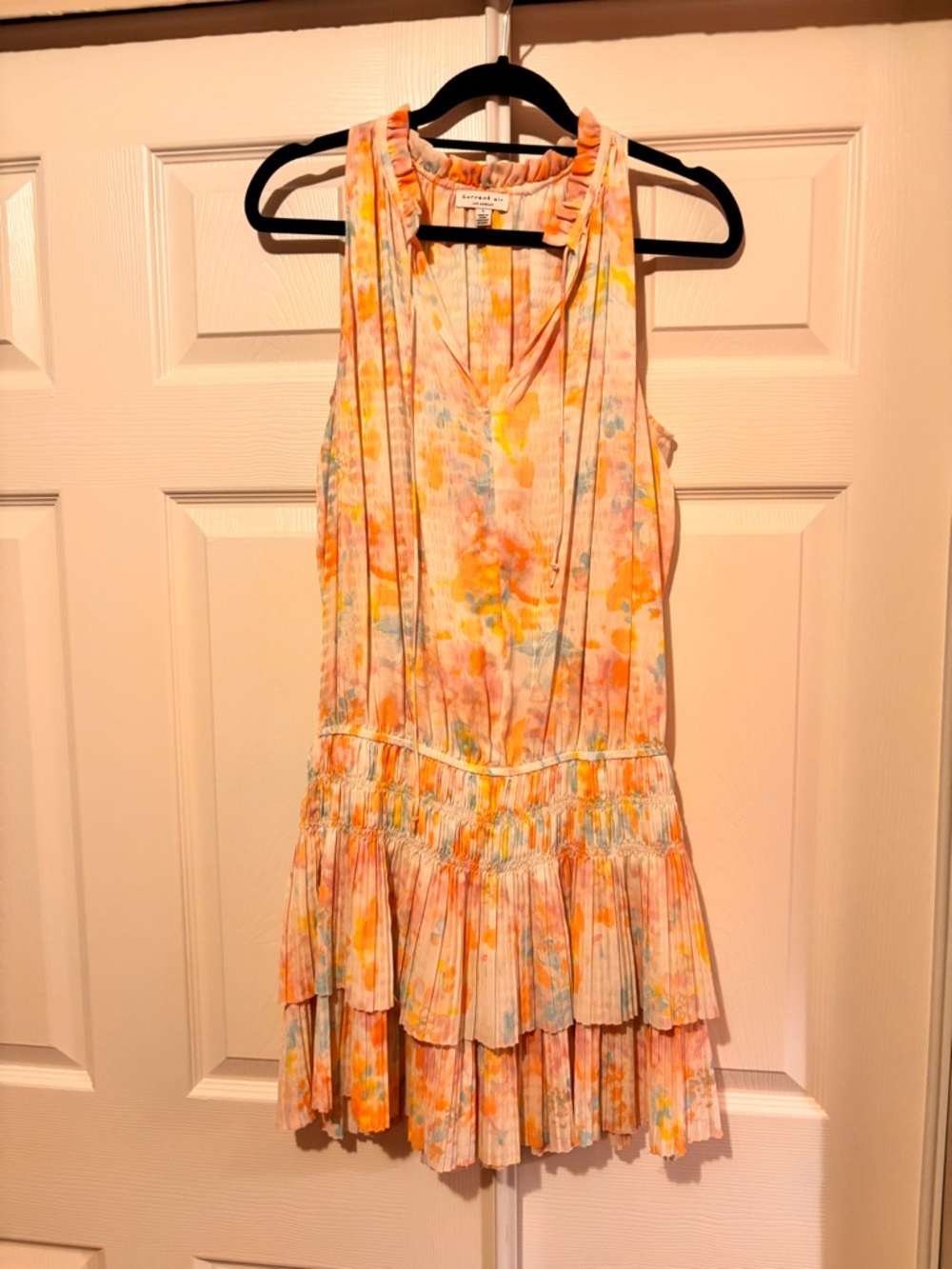 Current Air Pastel Floral Pleated Mini Dress - Pink, Yellow, Blue